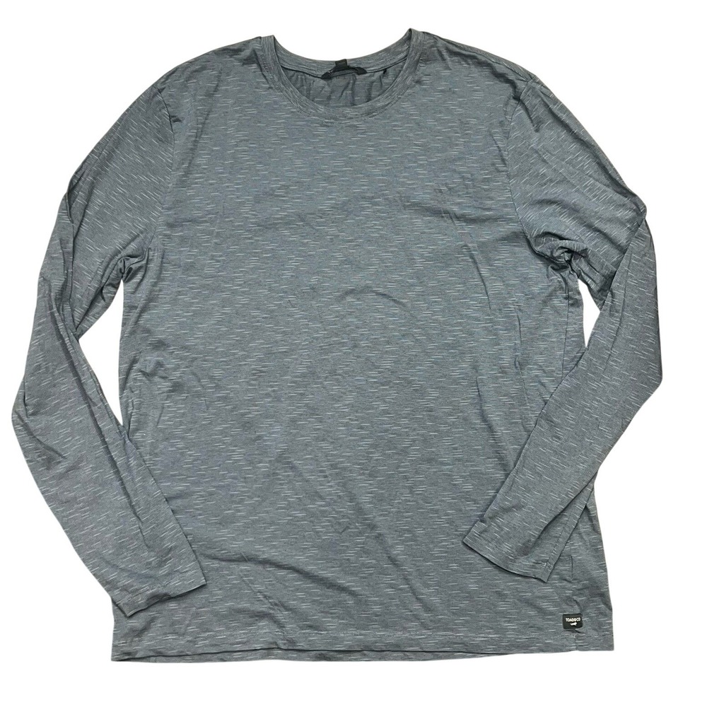 Toad & Co Tempo Long Sleeve T Shirt Crew Neck Blue‎ Organic Cotton, Men's XL